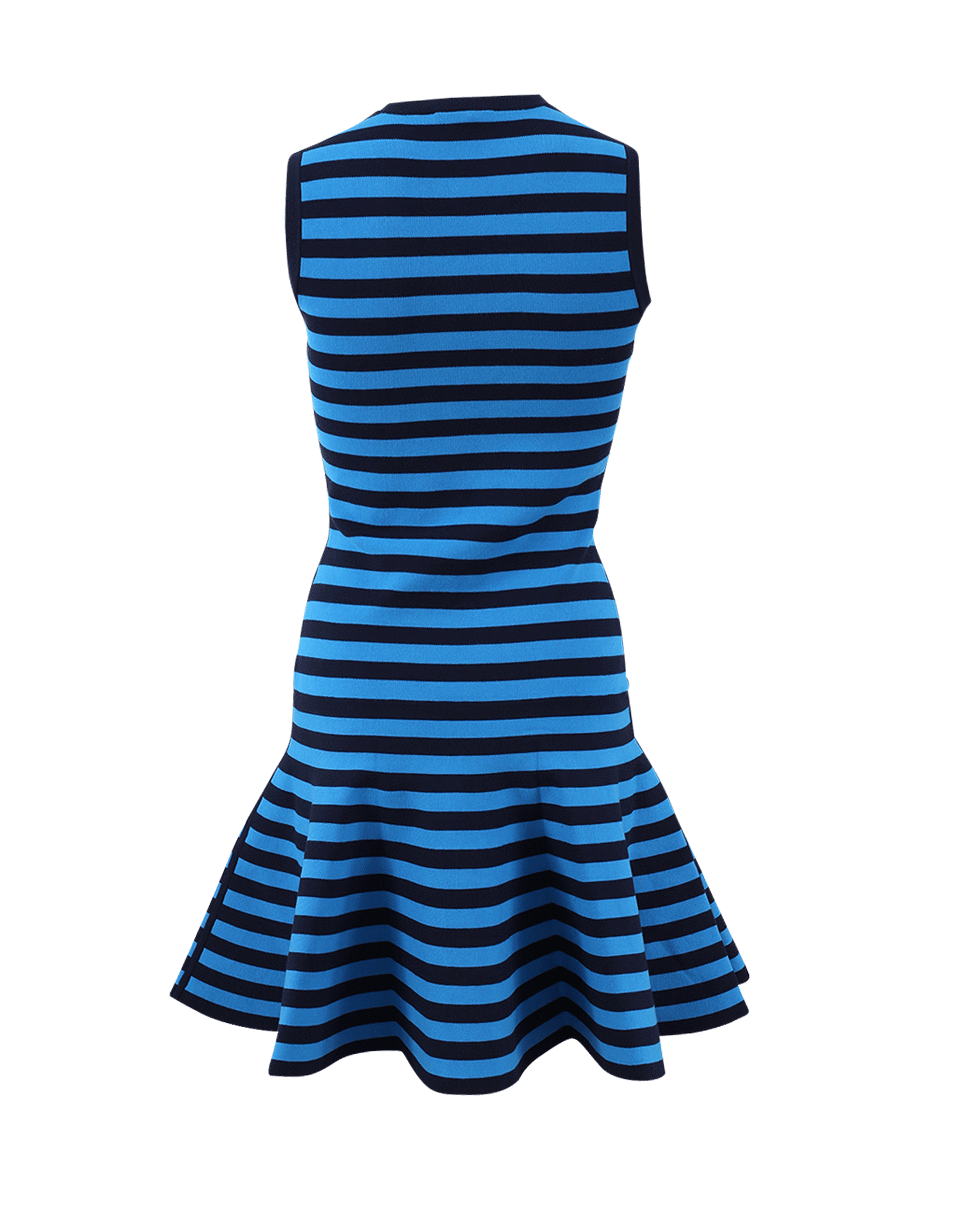 MICHAEL KORS-Striped Flounce Knit Dress-