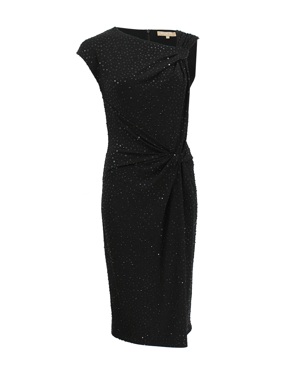 MICHAEL KORS-Asymmetrical Beaded Dress-BLACK