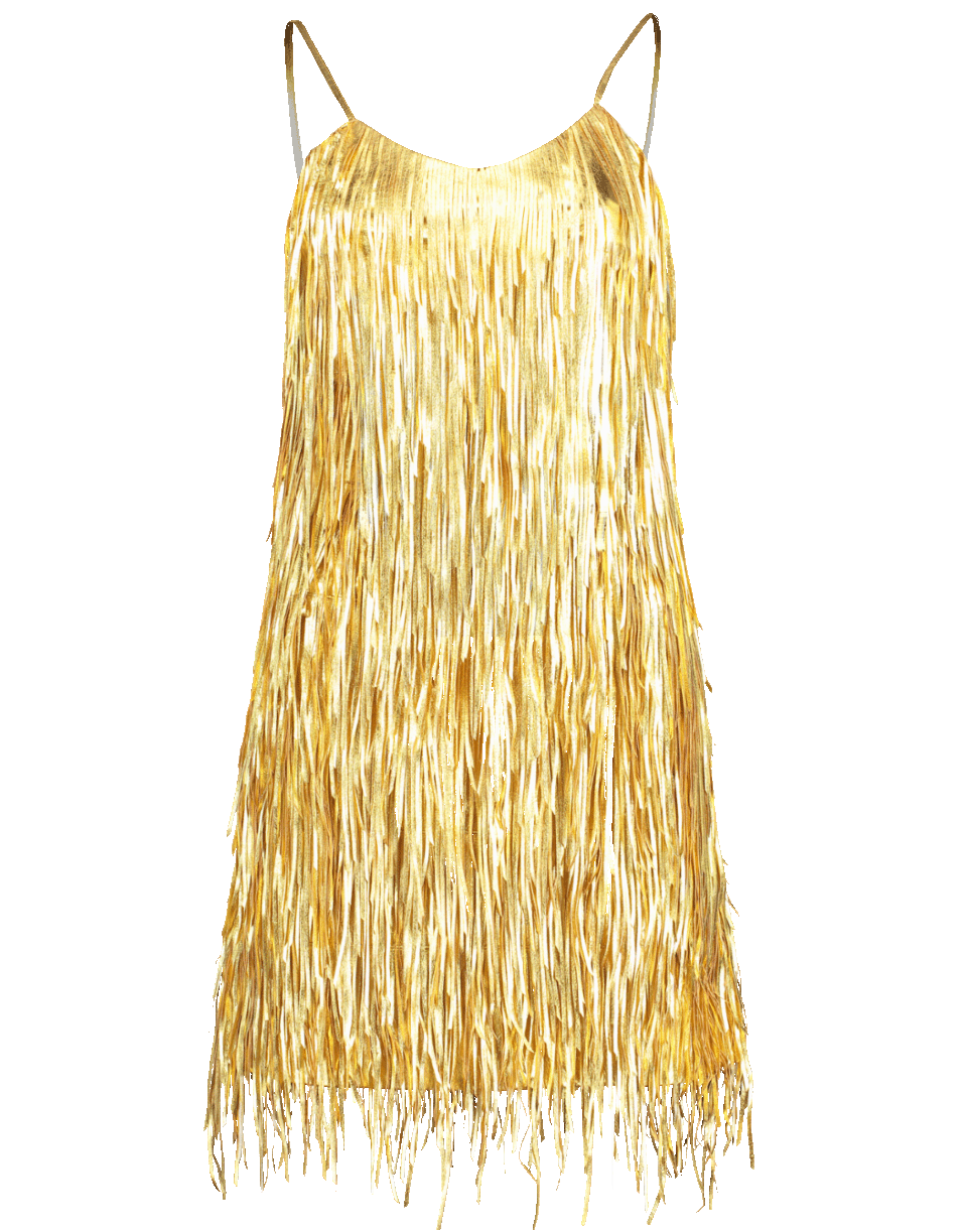 MICHAEL KORS-Metallic Fringe Slip Dress-GOLD