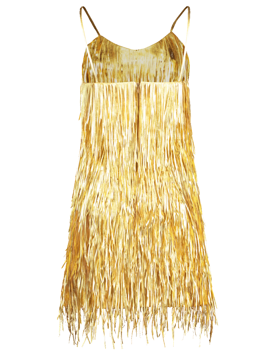 MICHAEL KORS-Metallic Fringe Slip Dress-GOLD