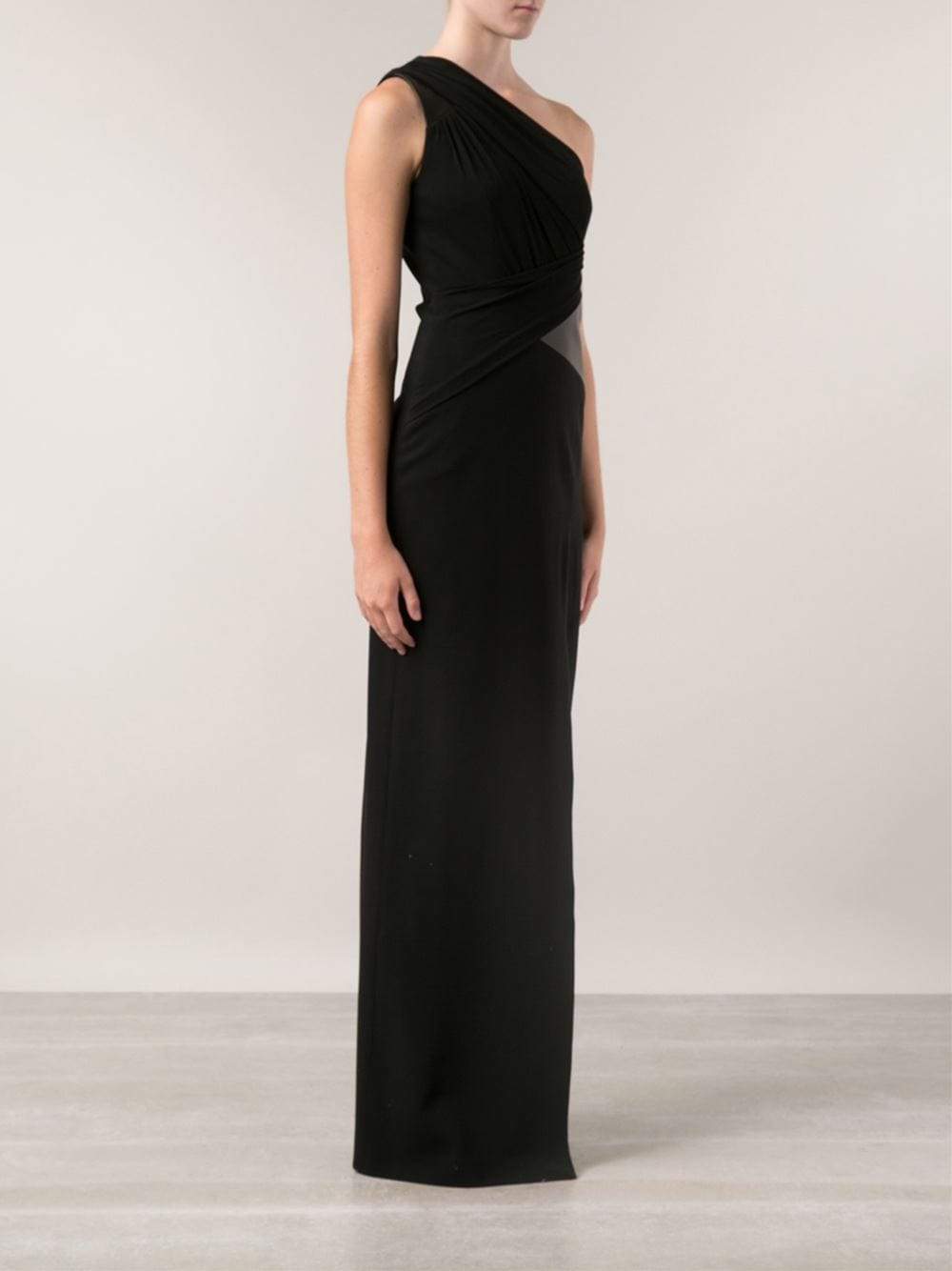 One Shoulder Jersey And Leather Gown CLOTHINGDRESSGOWN MICHAEL KORS   