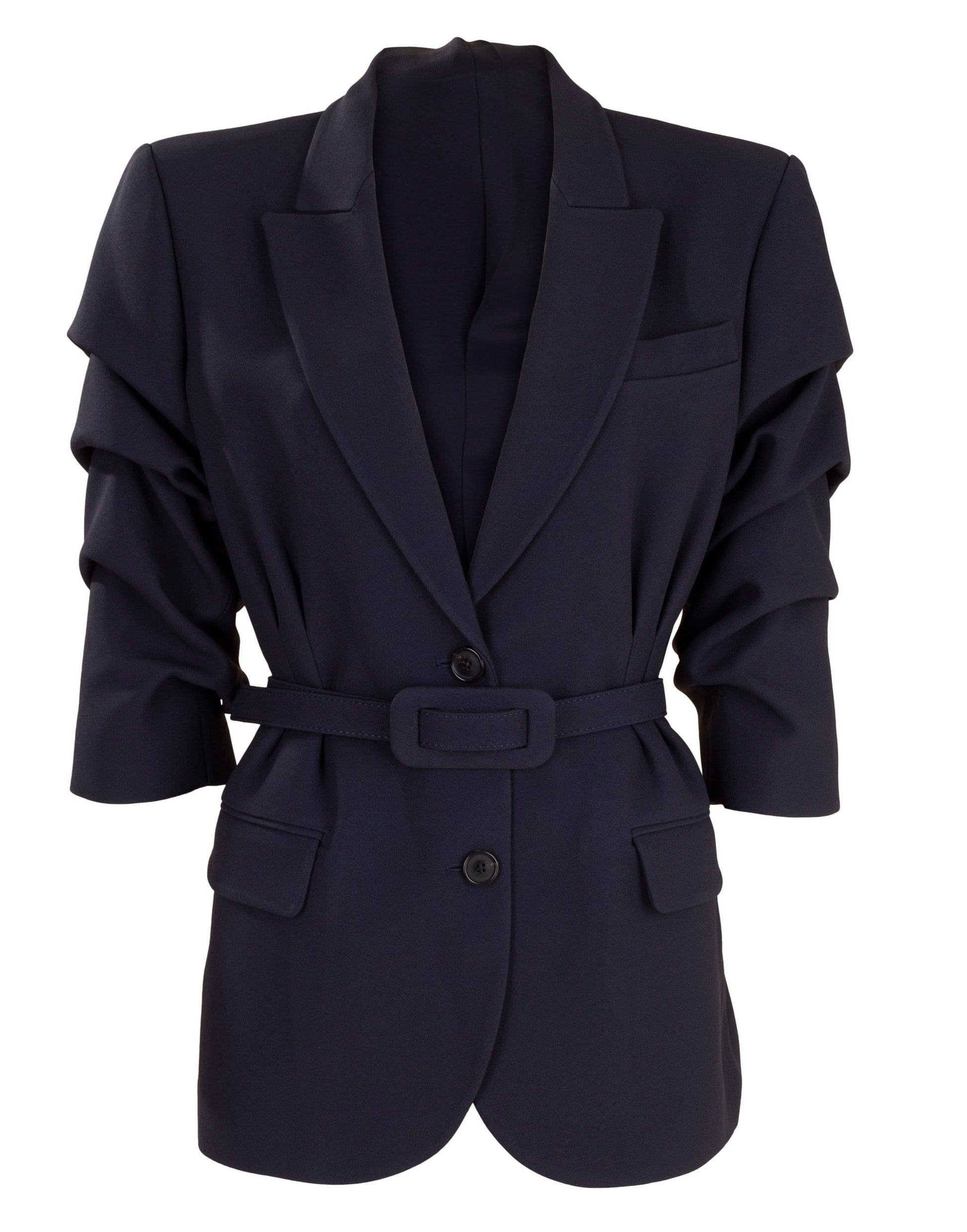 MICHAEL KORS-Midnight Crushed Sleeve Fitted Blazer-