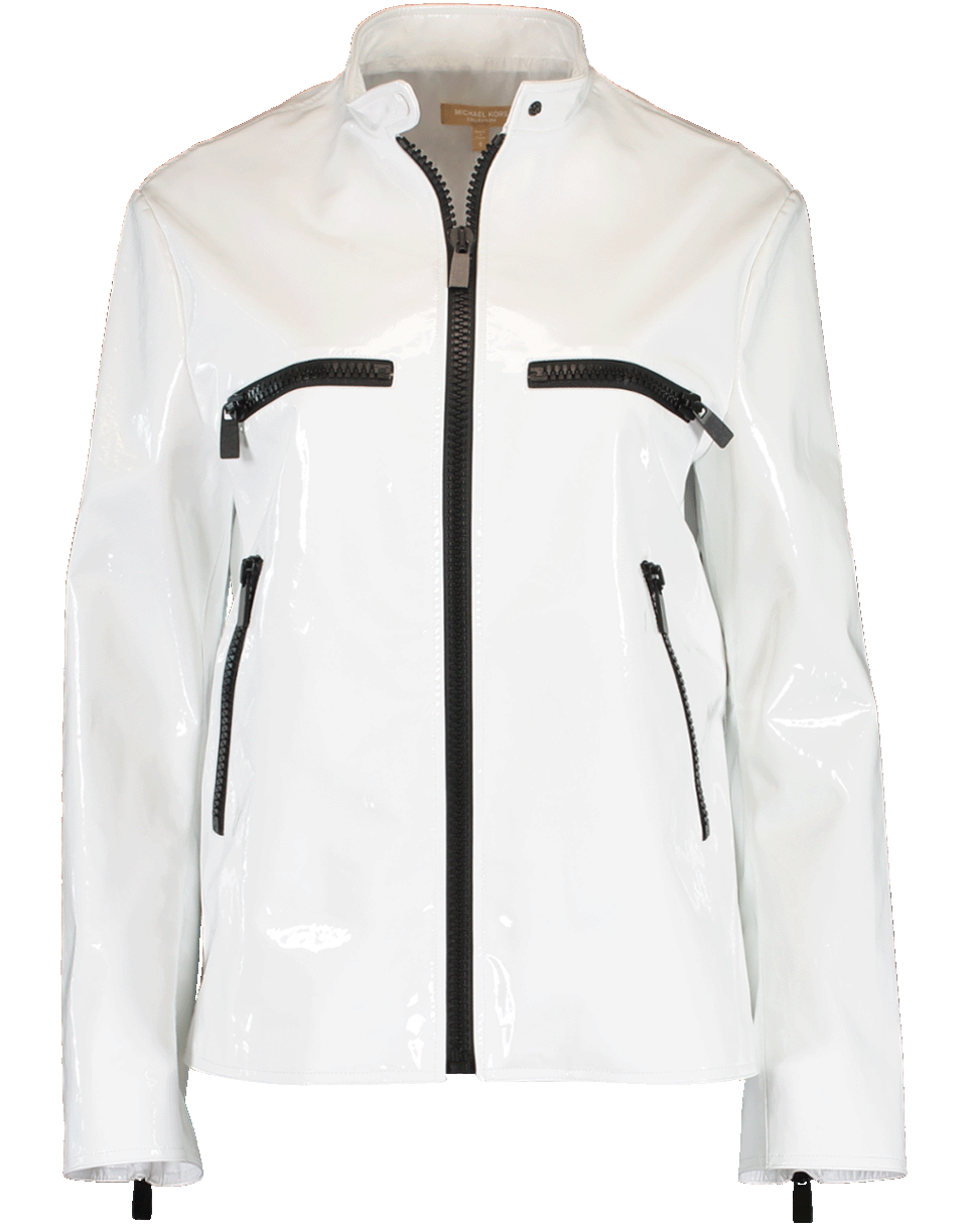 MICHAEL KORS-Zippered Leather Surf Jacket-