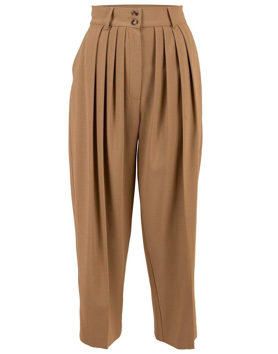 MICHAEL KORS-Khaki Cropped Pleated Trouser-