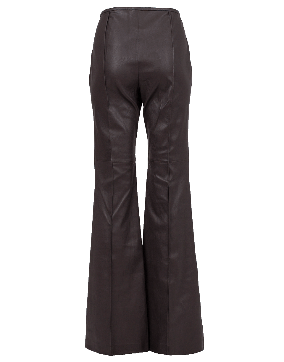 MICHAEL KORS-Side Zip Stretch Leather Flare Pant-CHOCOLAT