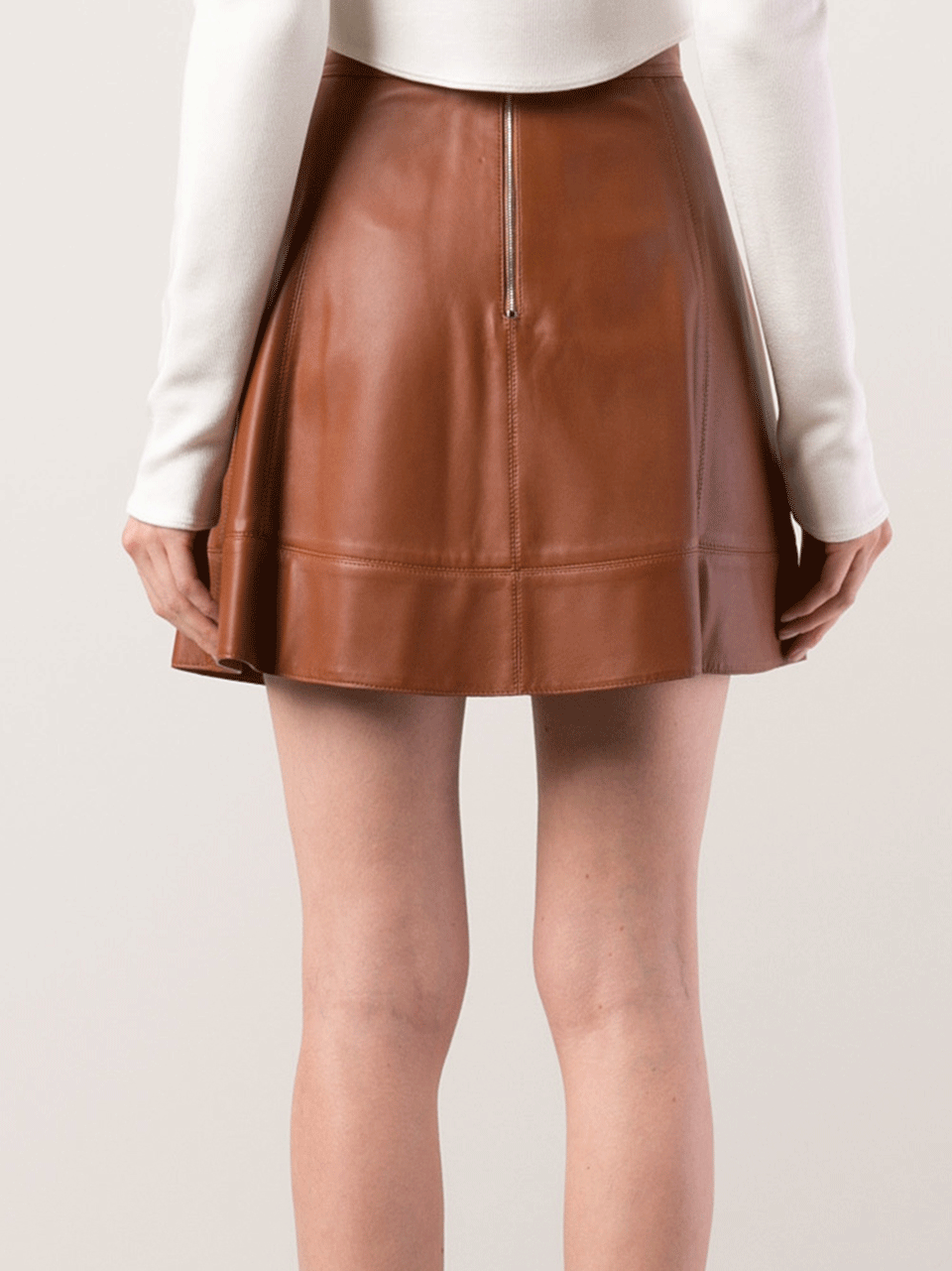 MICHAEL KORS-Leather Flirt Skirt-