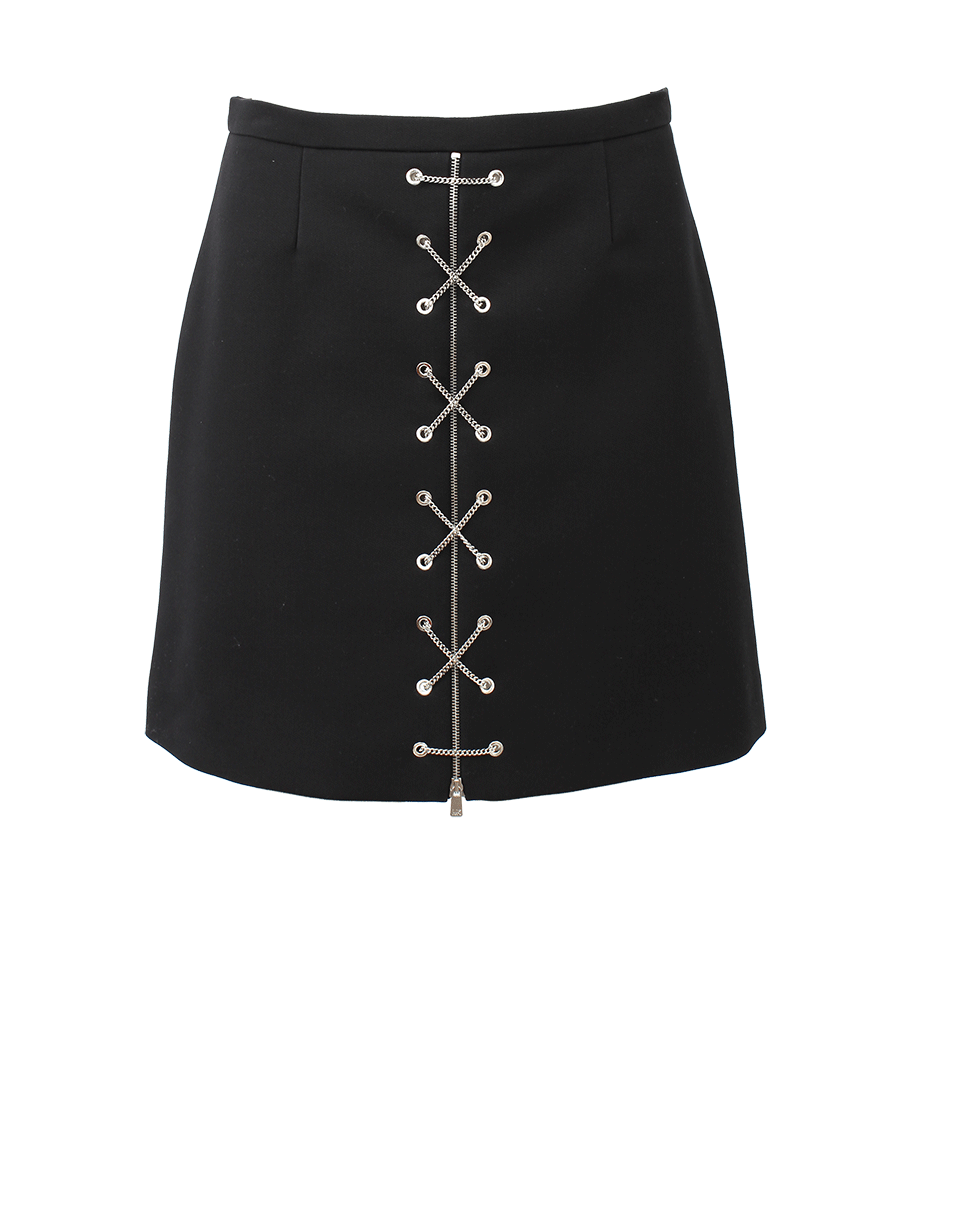 MICHAEL KORS-Chain Front Mini Skirt-BLACK