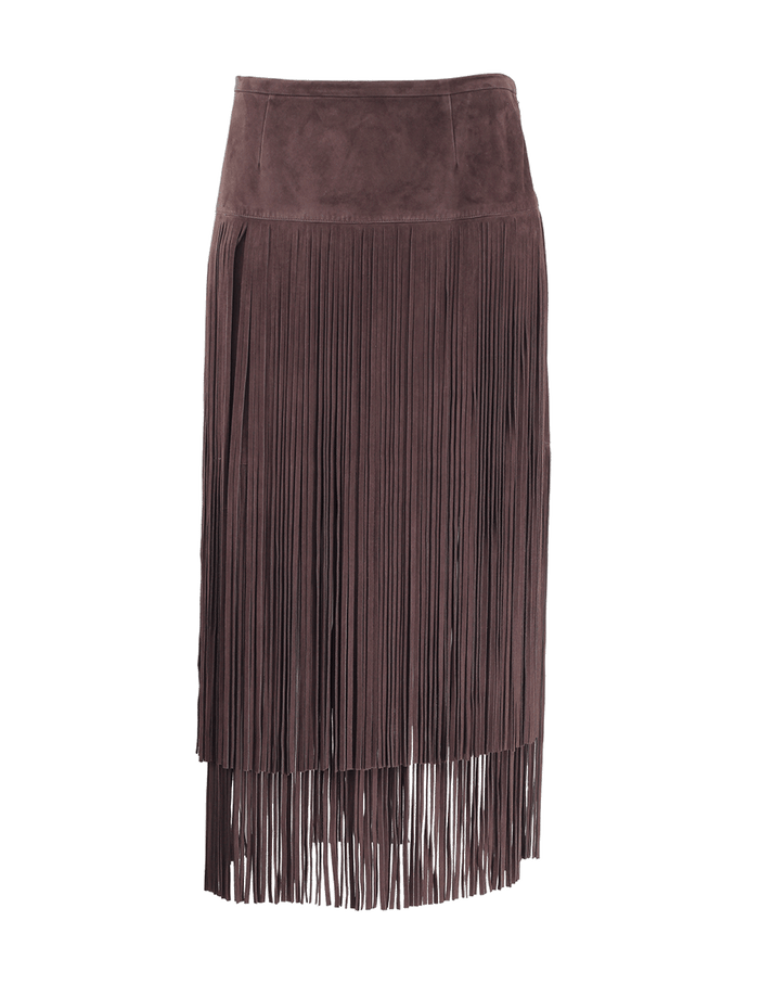 Suede Fringe Skirt – Marissa Collections