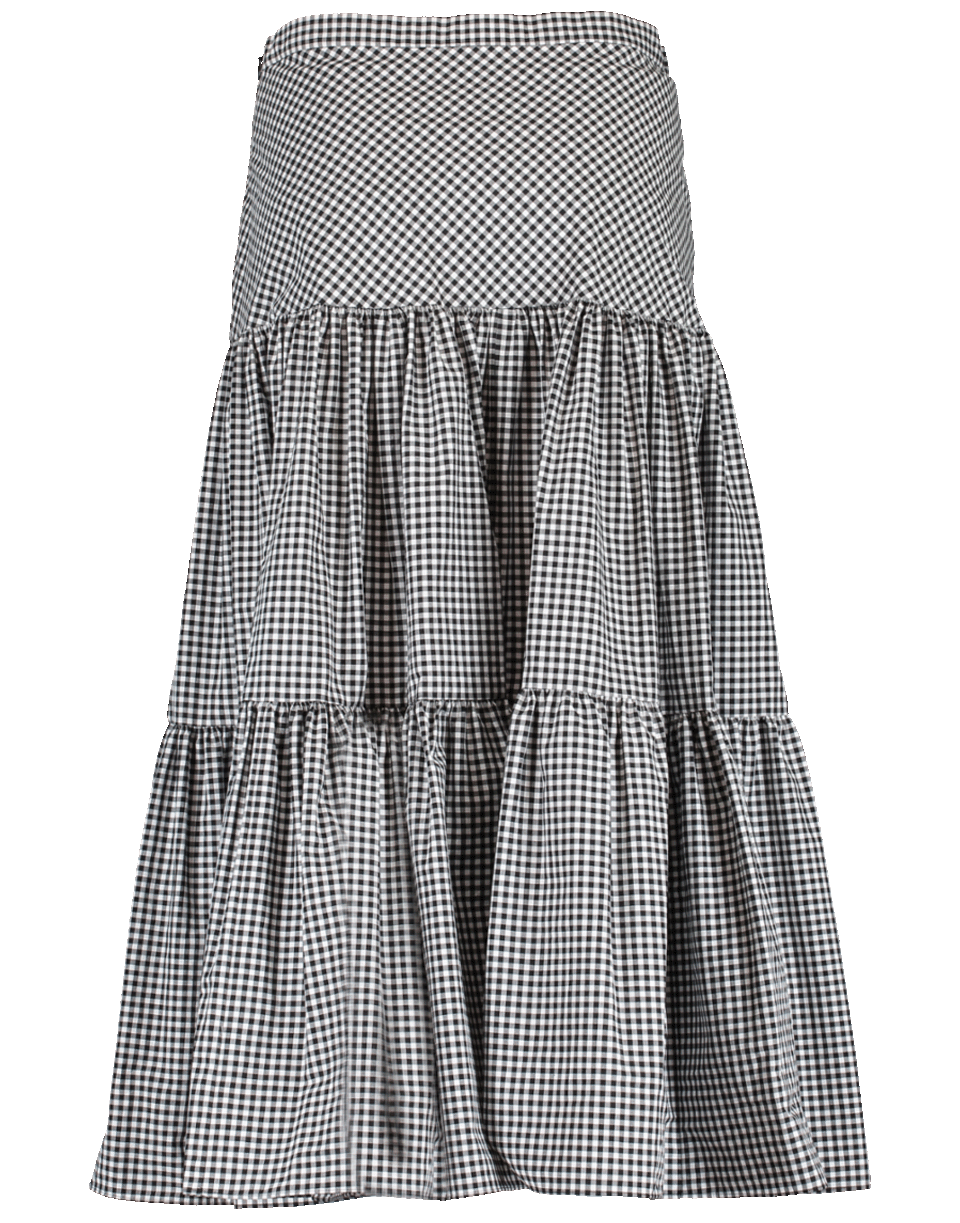 MICHAEL KORS-Tiered Gingham Print Skirt-