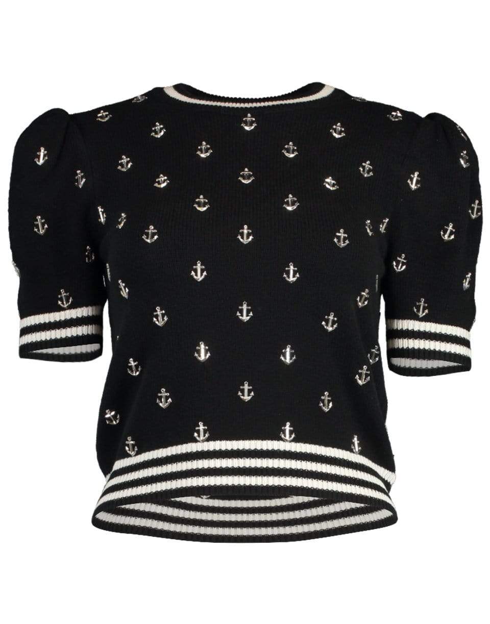 MICHAEL KORS-Anchor Embellished Puff Sleeve Top-