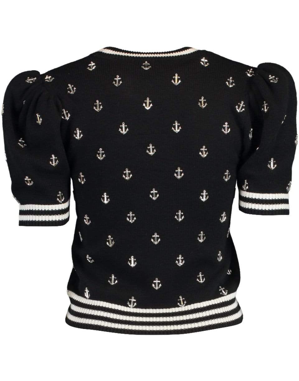 MICHAEL KORS-Anchor Embellished Puff Sleeve Top-