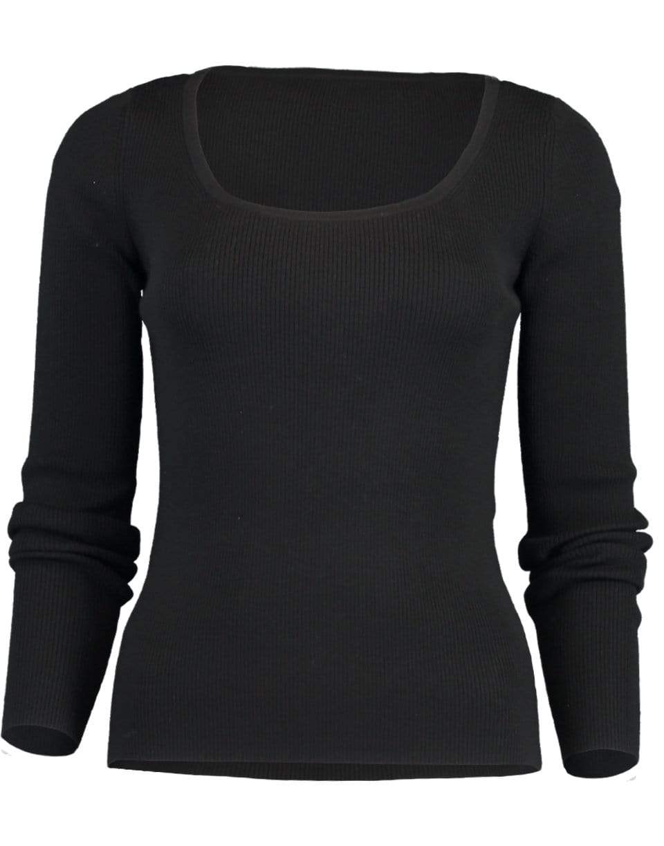 MICHAEL KORS-Black Long Sleeve Scoopneck Pullover-BLACK