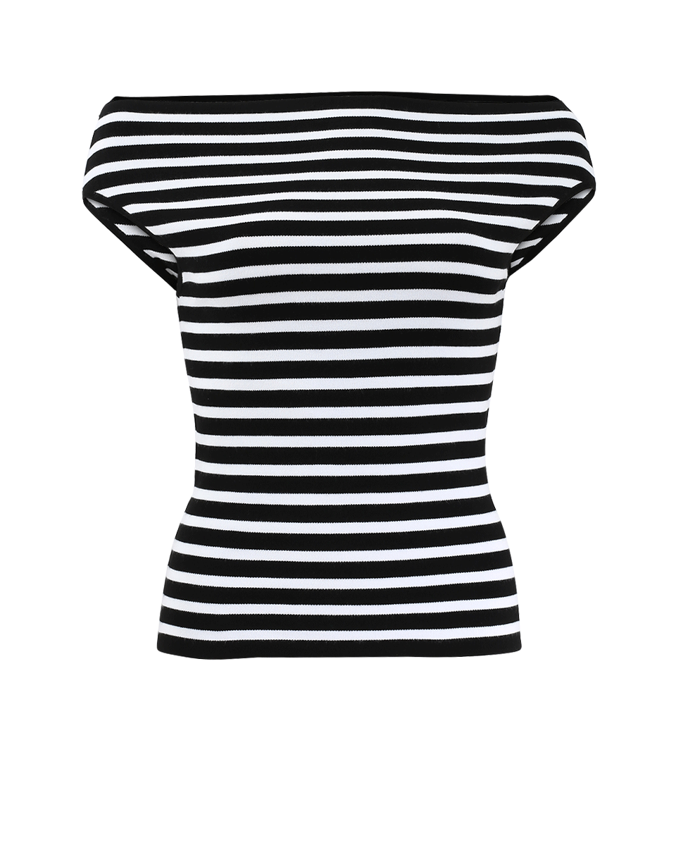 Striped Off The Shoulder Knit Top CLOTHINGTOPKNITS MICHAEL KORS   
