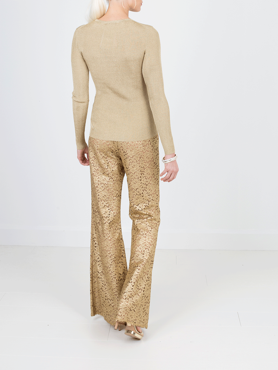 MICHAEL KORS-Tissue Metallic Sweater-GOLD