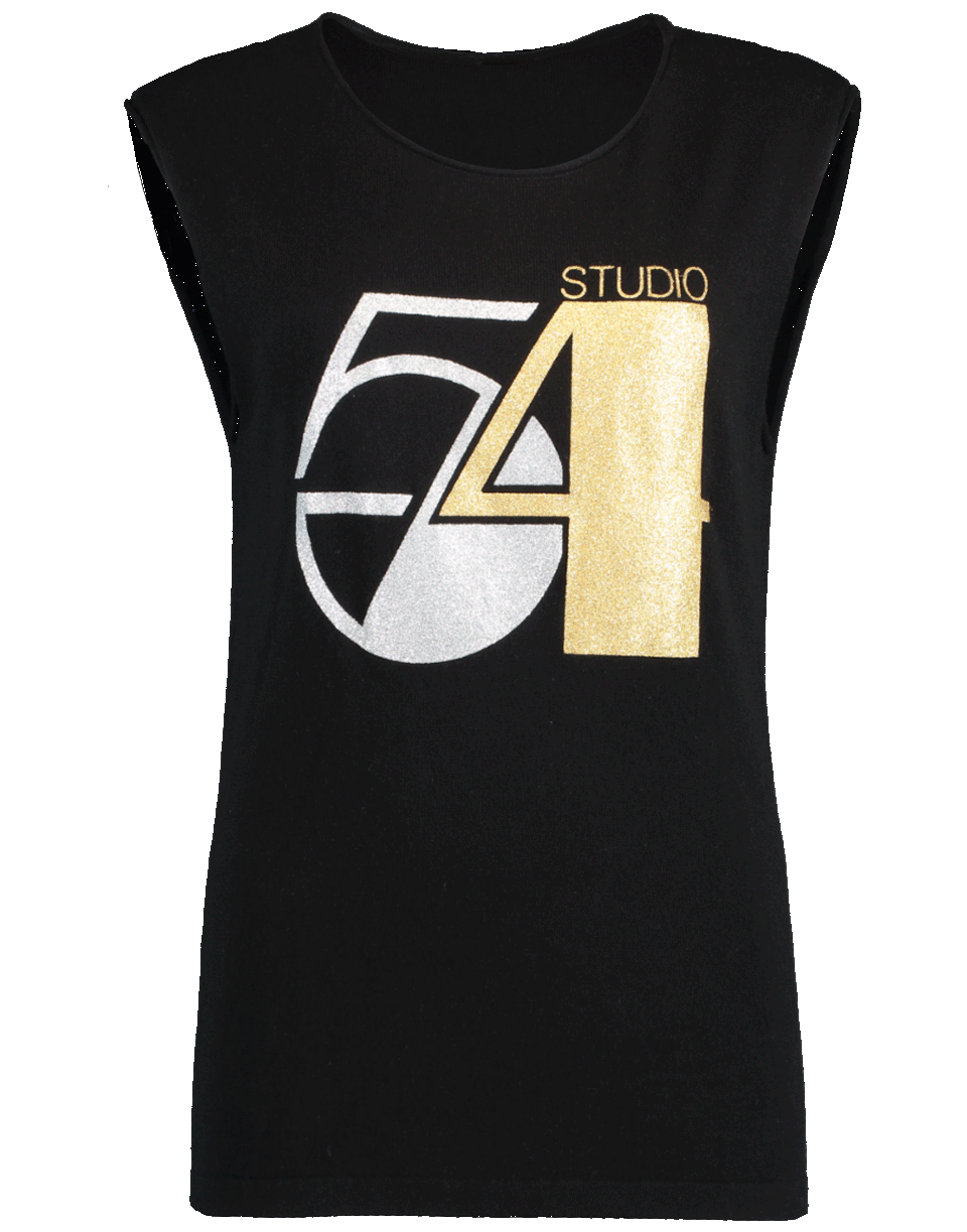 MICHAEL KORS-Studio 54 Glitter Print Cashmere Sleeveless T-Shirt-
