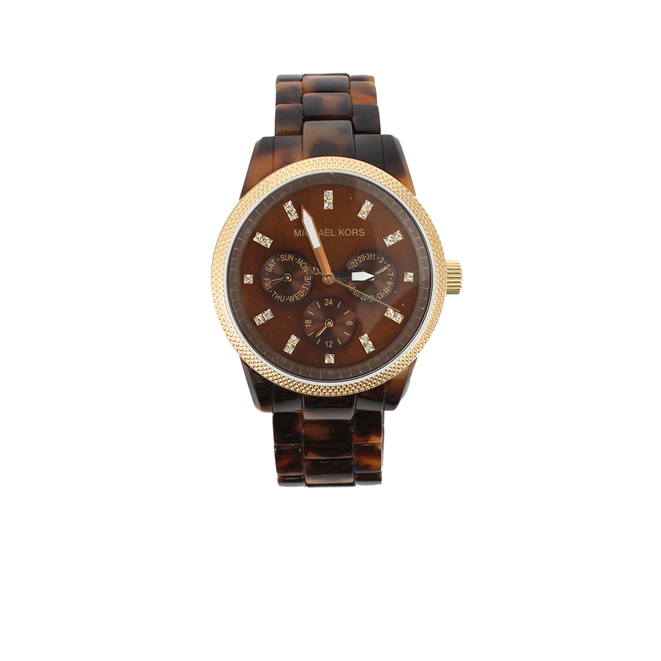 MICHAEL KORS WATCH-Tortoise Chronograph Watch-TORT/GLD