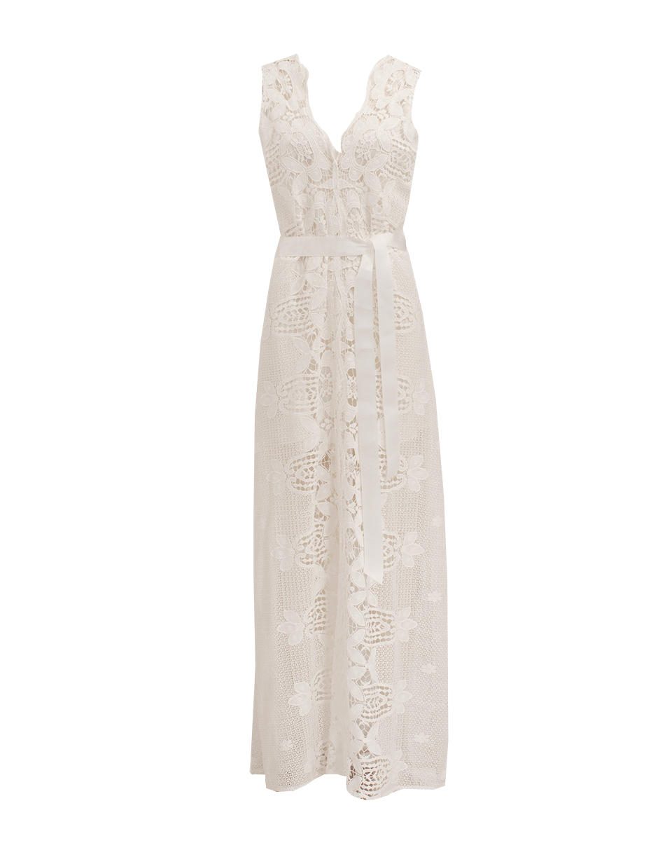 MIGUELINA-Eve Belted Long Lace Dress-