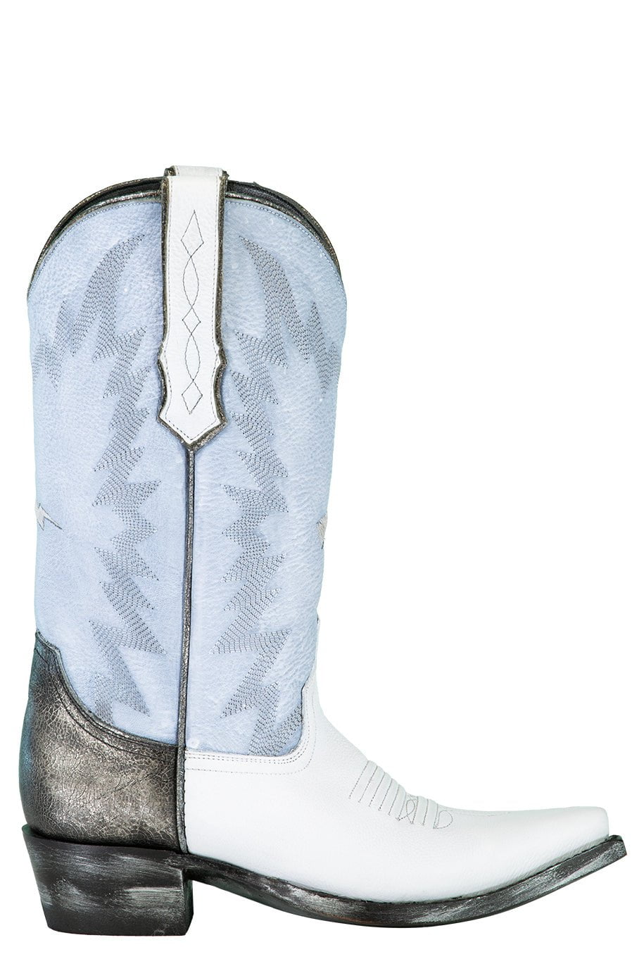 MIRONOVA-Cow Hide Leather Boot - Blue-BLUE/WHITE
