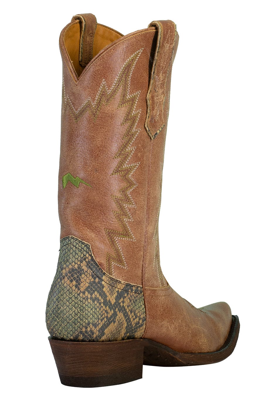 MIRONOVA-Cow Hide Leather Boot - Rust Snake-
