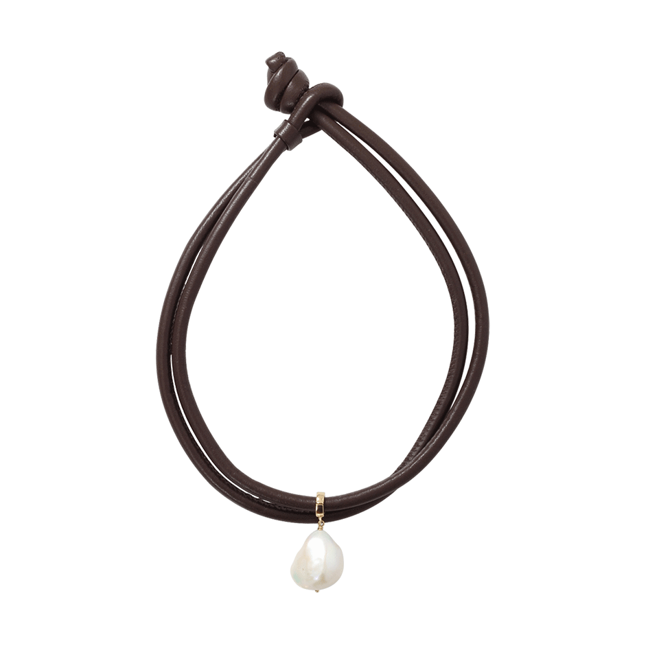 MIZUKI-Baroque Pearl Leather Wrap Bracelet/Choker-YELLOW GOLD