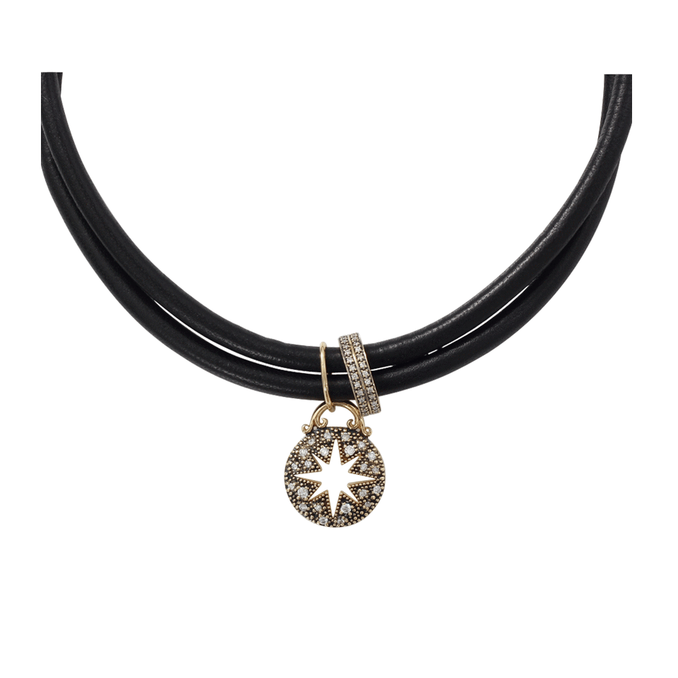 Diamond Star Leather Wrap Bracelet/Choker JEWELRYFINE JEWELBRACELET O MIZUKI   