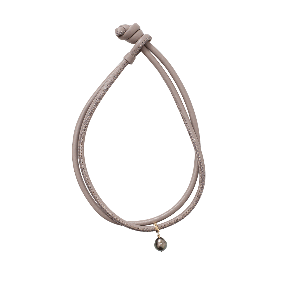 MIZUKI-Pearl Leather Wrap Bracelet/Choker-YELLOW GOLD