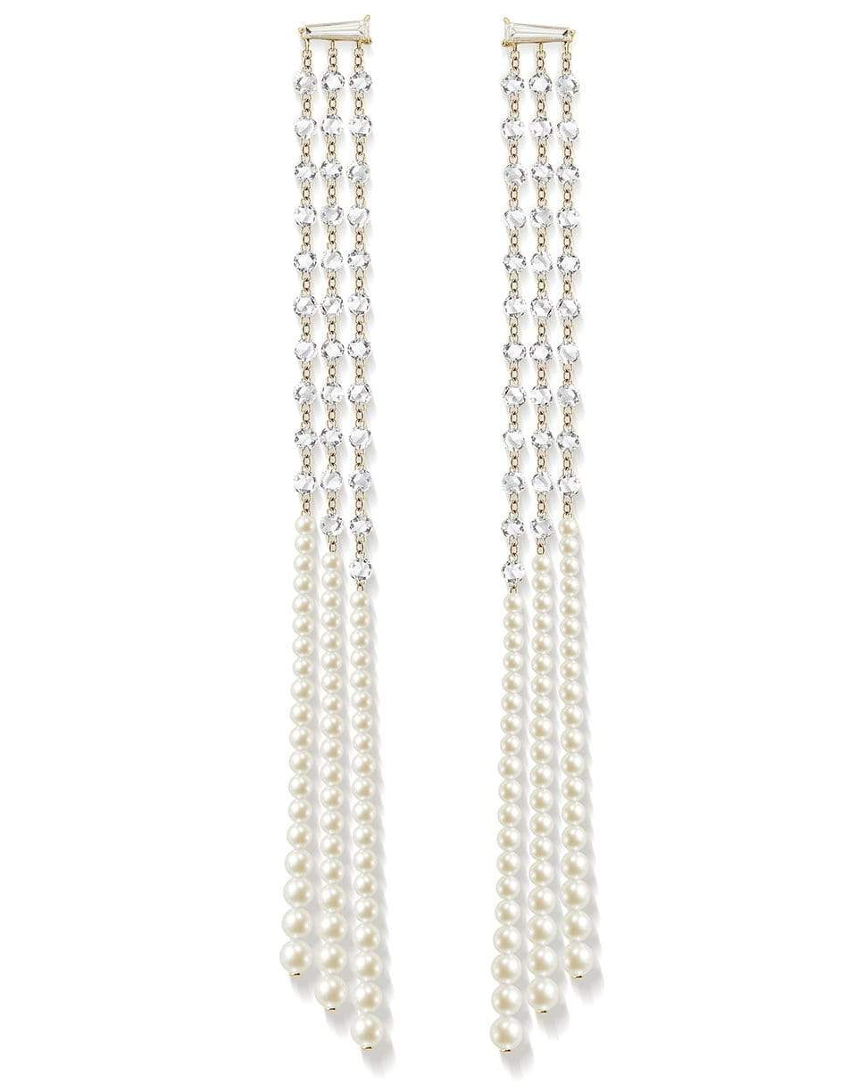 MIZUKI-Rose Cut Diamond Akoya Pearl Earrings-WHITE GOLD