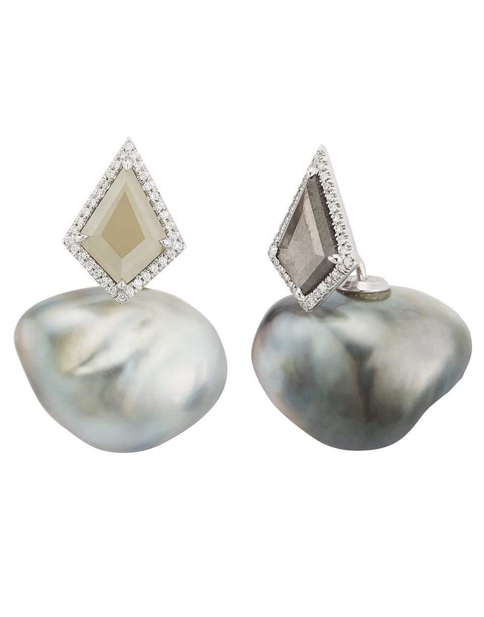 MIZUKI-Tahitian Pearl and Diamond Earrings-WHITE GOLD