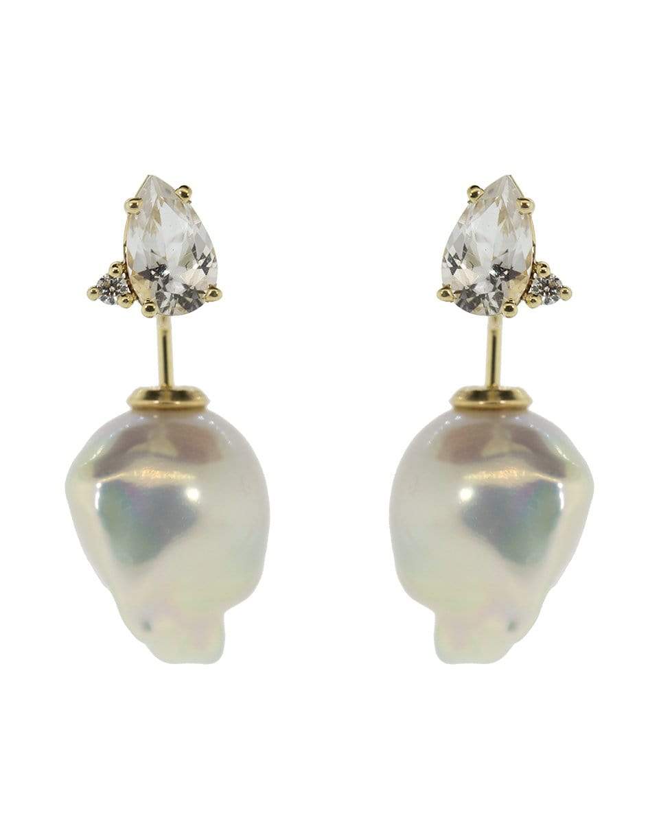 MIZUKI-Pearl Diamond Earrings-YELLOW GOLD