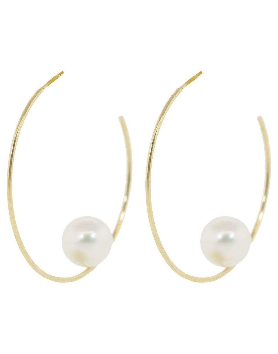 MIZUKI-Small Floating Pearl Hoop Earrings-YELLOW GOLD