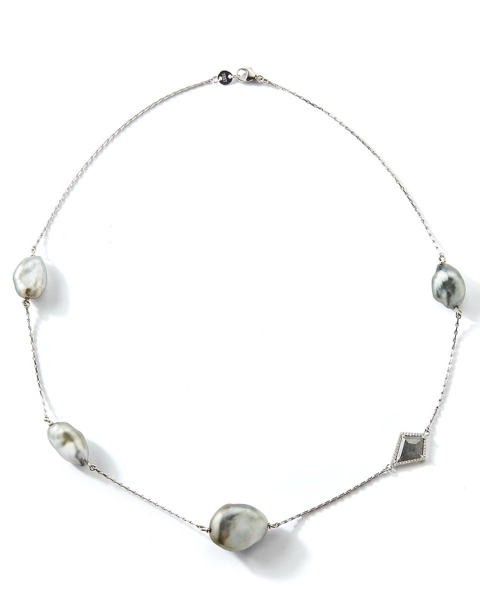 MIZUKI-Grey Tahitian Pearl and Diamond Necklace-WHITE GOLD