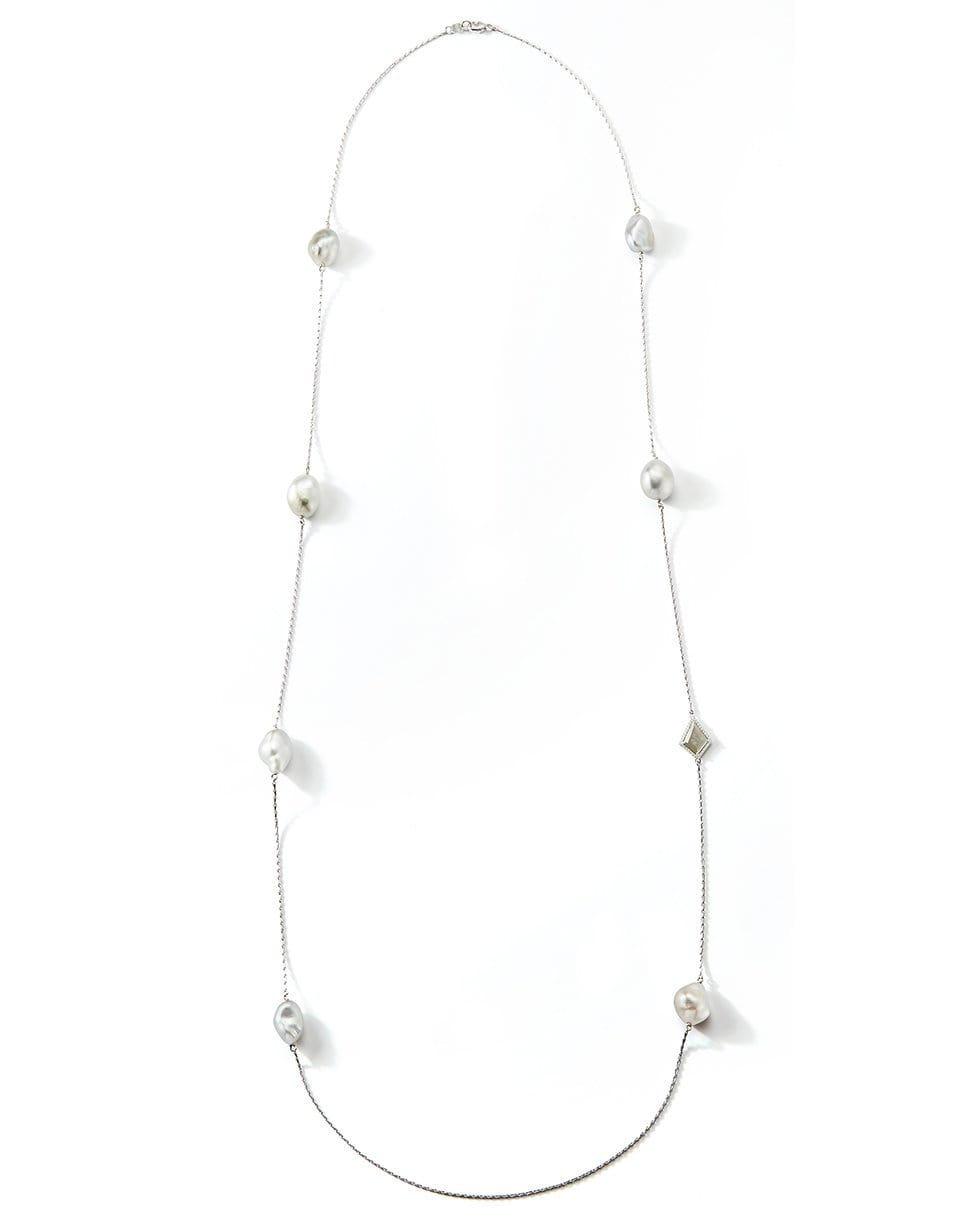 Long Grey Tahitian Pearl and Diamond Necklace JEWELRYFINE JEWELNECKLACE O MIZUKI   