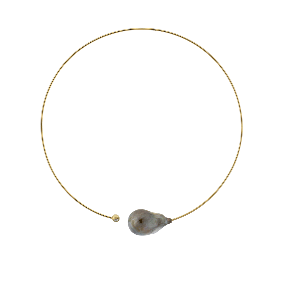 MIZUKI-Baroque Tahitial Pearl And Diamond Collar Necklace-YELLOW GOLD