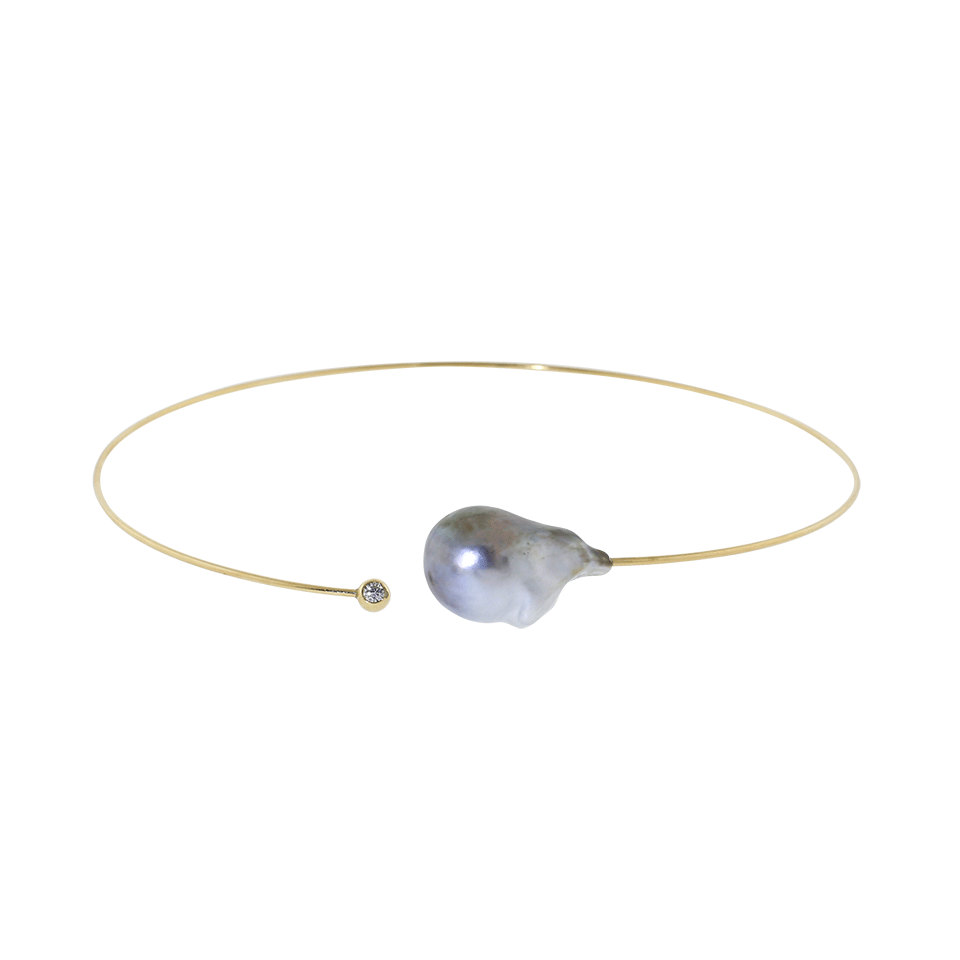 MIZUKI-Baroque Tahitial Pearl And Diamond Collar Necklace-YELLOW GOLD