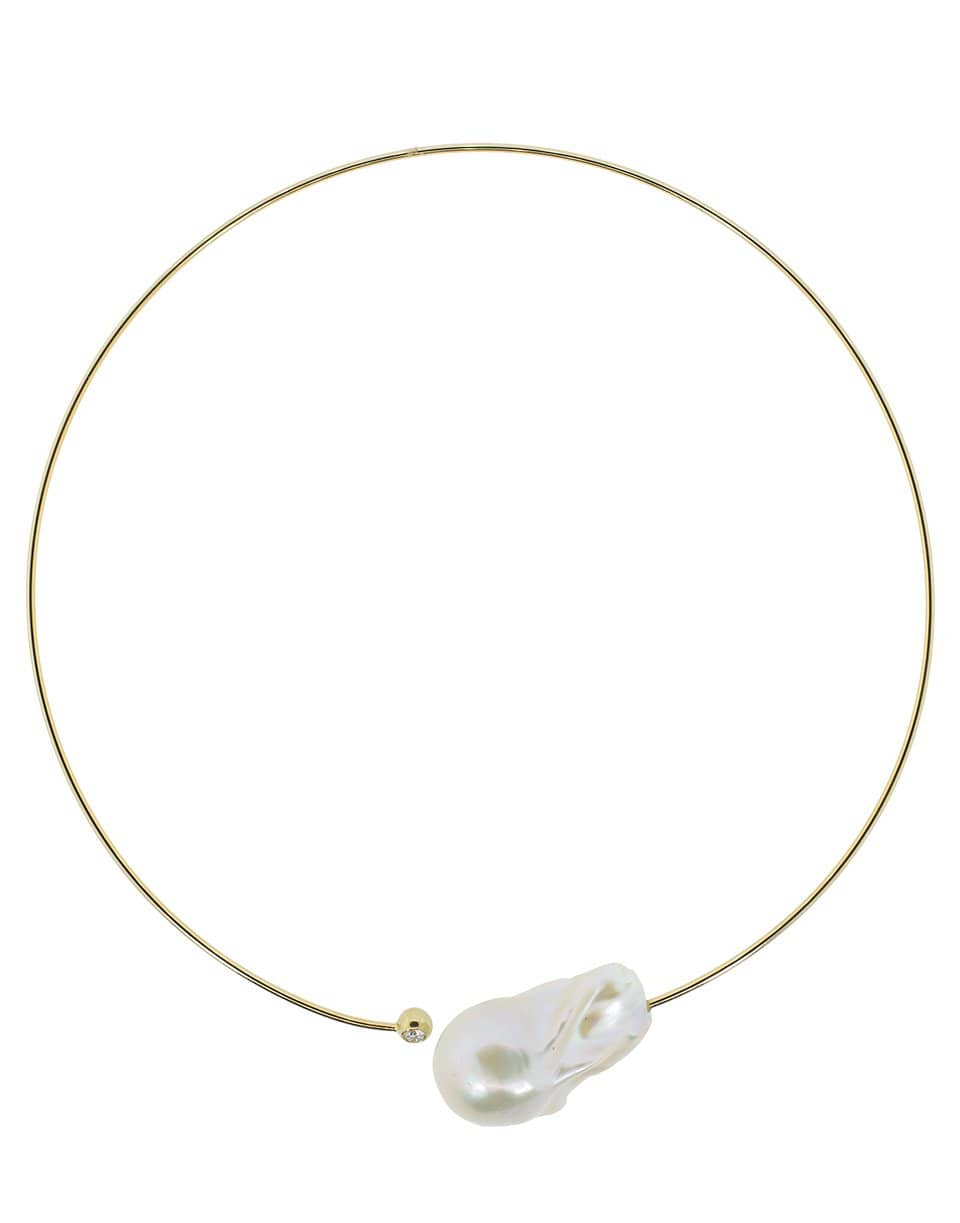 MIZUKI-Large Baroque Pearl and Diamond Collar Necklace-YELLOW GOLD