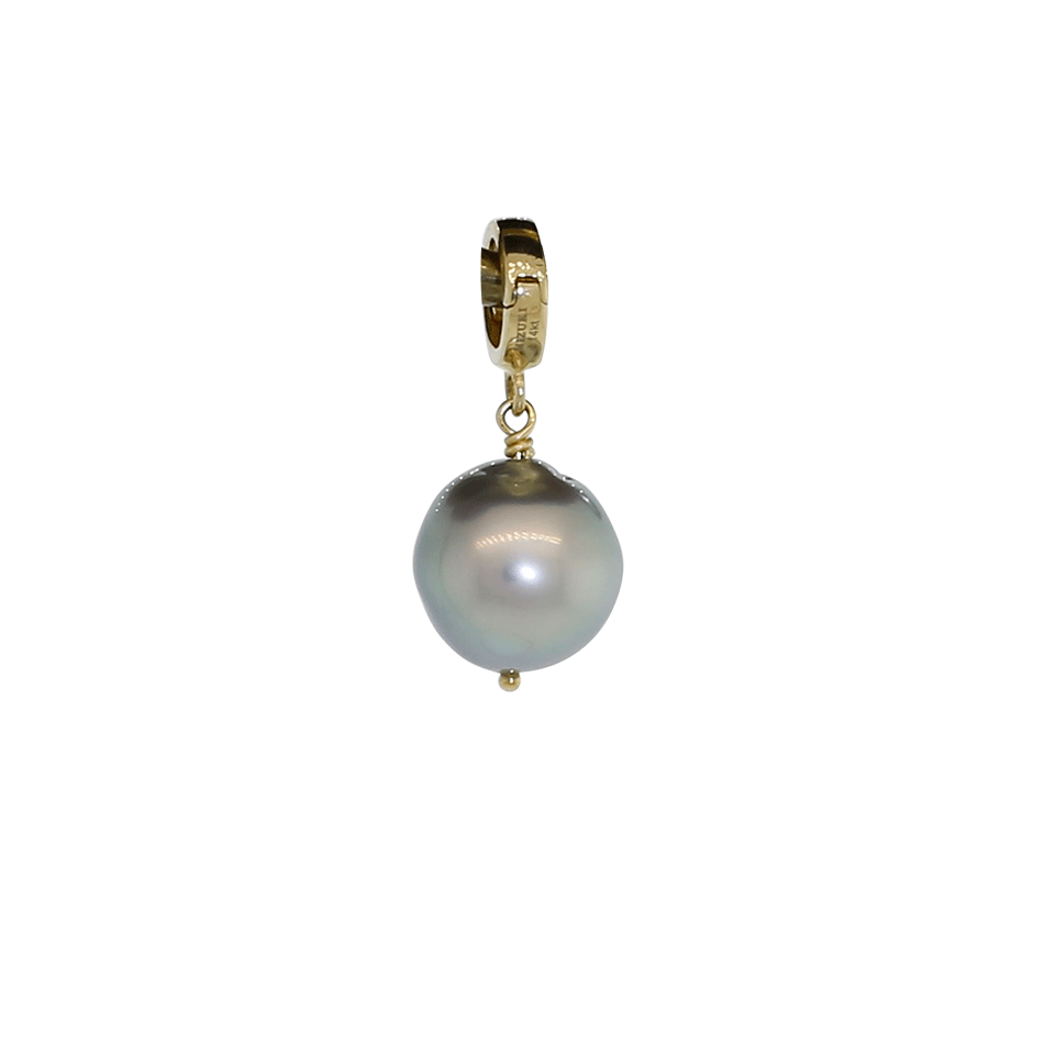 MIZUKI-Black Tahitian Pearl Clip Pendant-YELLOW GOLD