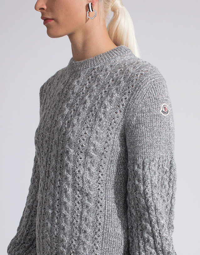 MONCLER-Crewneck Cable Sweater-