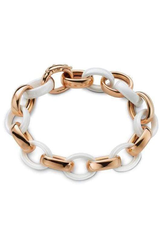 MONICA RICH KOSANN-Marliyn White Ceramic Link Bracelet-YELLOW GOLD