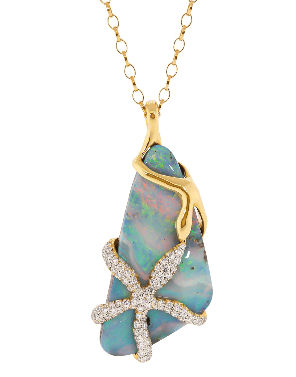 MONICA RICH KOSANN-Opal and Diamond Star Fish Pendant Necklace-ROSE GOLD