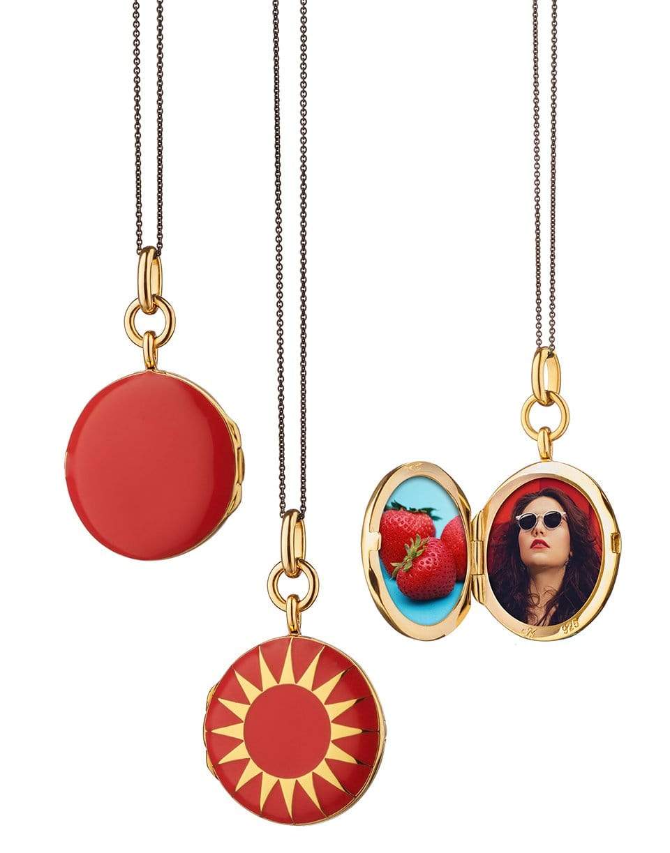 MONICA RICH KOSANN-Round Enamel Locket in Red-