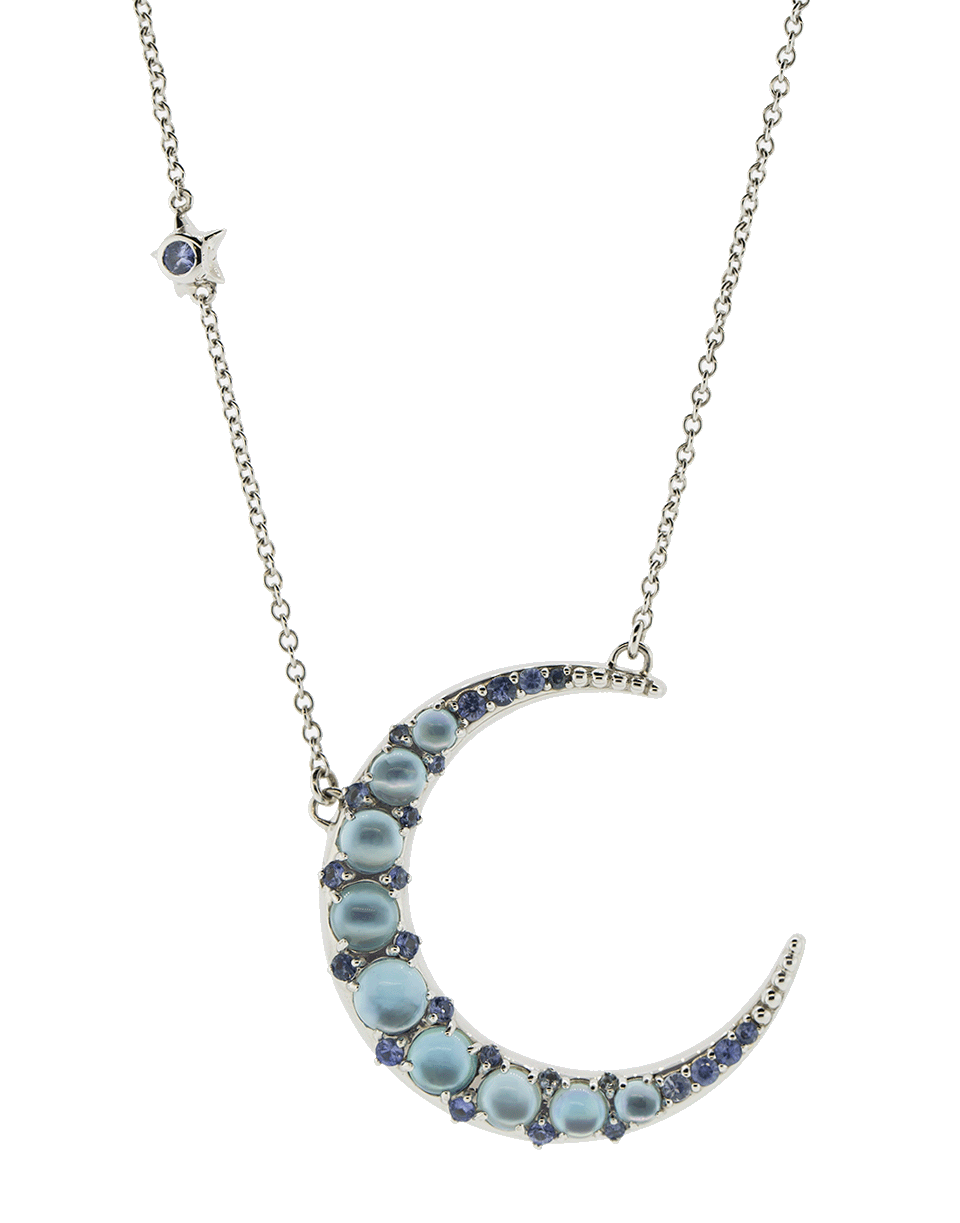 MONICA RICH KOSANN-Blue Topaz and Sapphire Crescent Necklace-SILVER