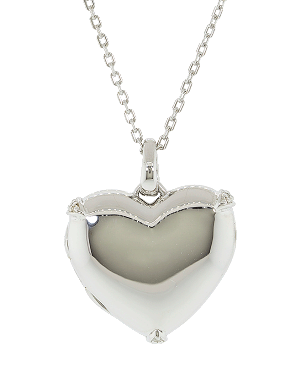 MONICA RICH KOSANN-White Sapphire Heart Locket Necklace-SILVER