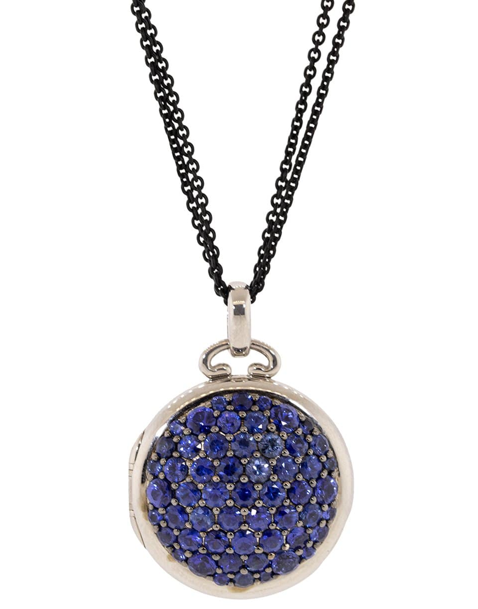 MONICA RICH KOSANN-Blue Sapphire Pave Locket Necklace-WHITE GOLD