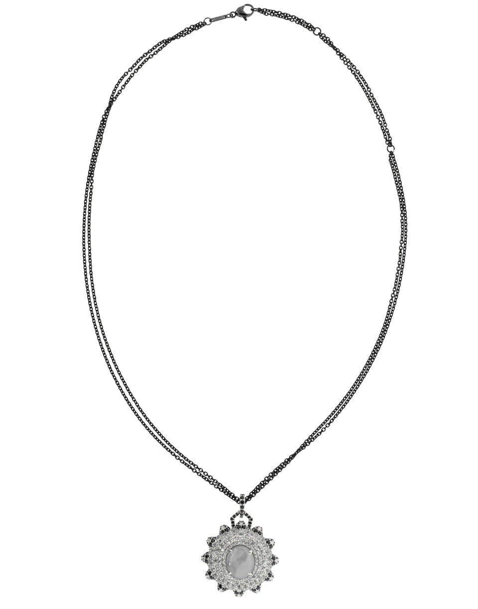 MONICA RICH KOSANN-Star Sapphire Locket Necklace-WHITE GOLD