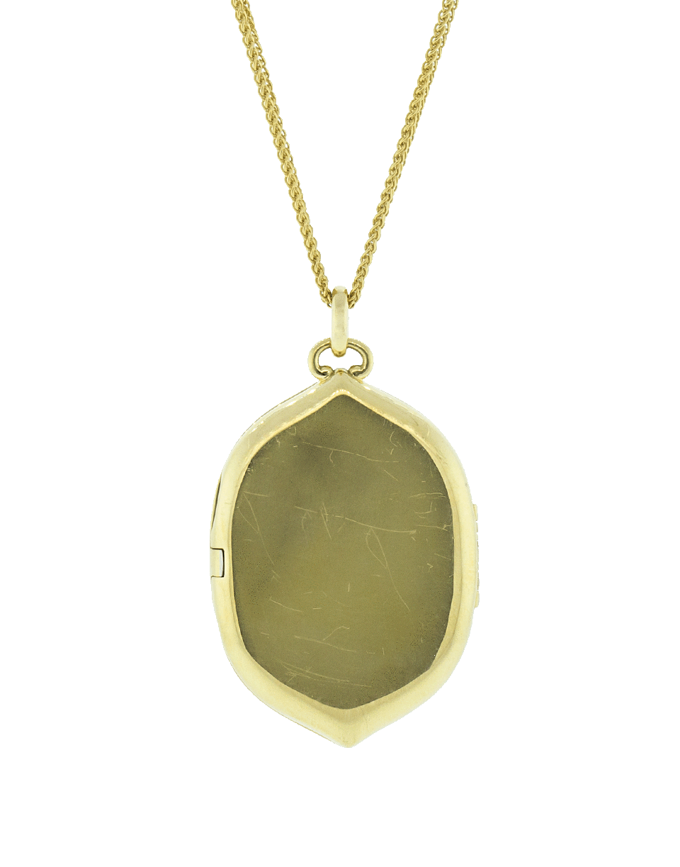 MONICA RICH KOSANN-Green Cats Eye Moonstone Locket Necklace-YELLOW GOLD