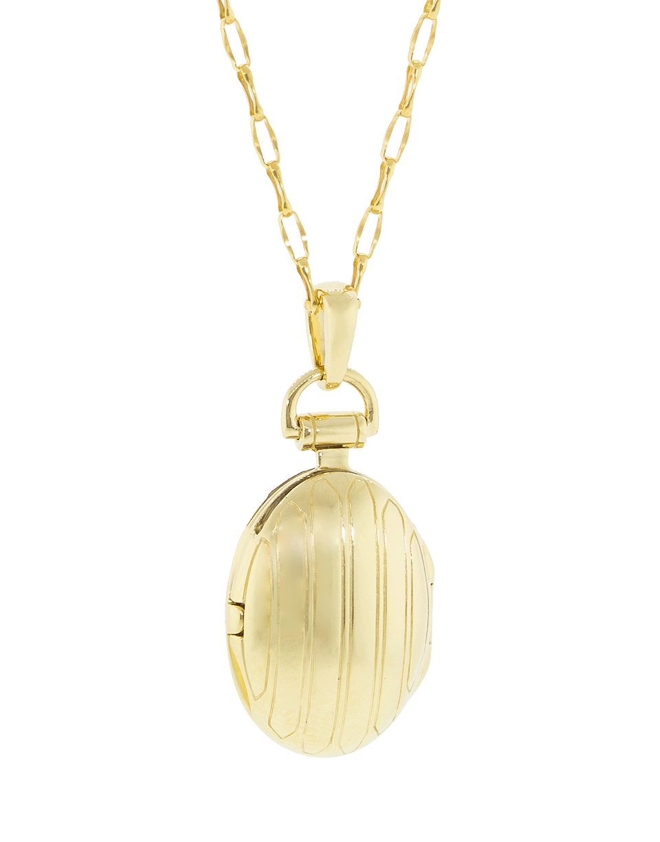 MONICA RICH KOSANN-Petite Pinstripe Locket Necklace-YELLOW GOLD