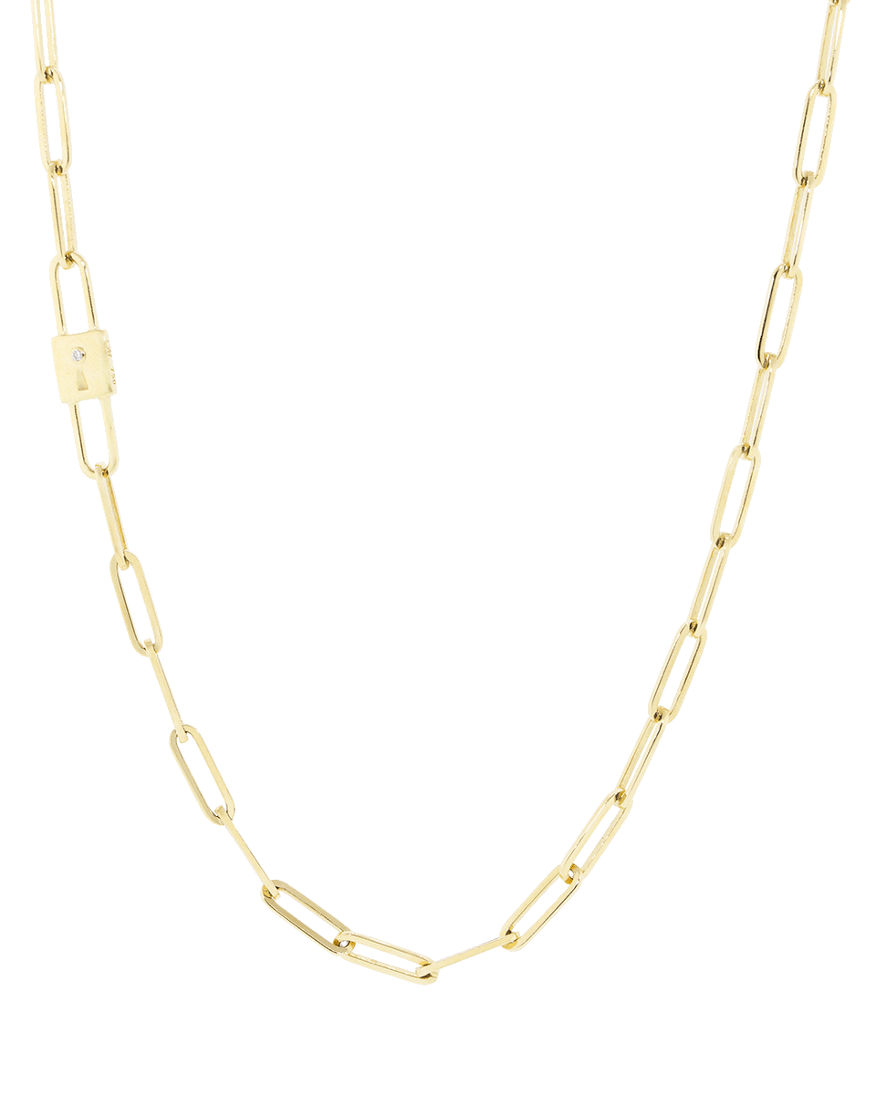 MONICA RICH KOSANN-Single Strand Paperclip Chain Necklace-YELLOW GOLD