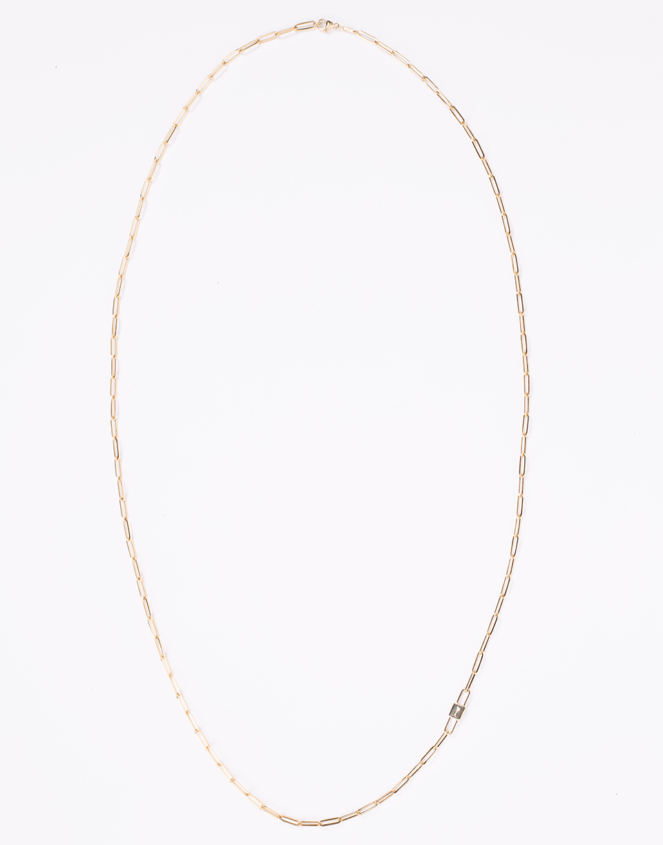 MONICA RICH KOSANN-Single Strand Paperclip Chain Necklace-YELLOW GOLD