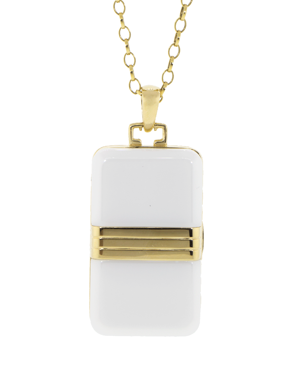 MONICA RICH KOSANN-White Ceramic Locket Necklace-YELLOW GOLD