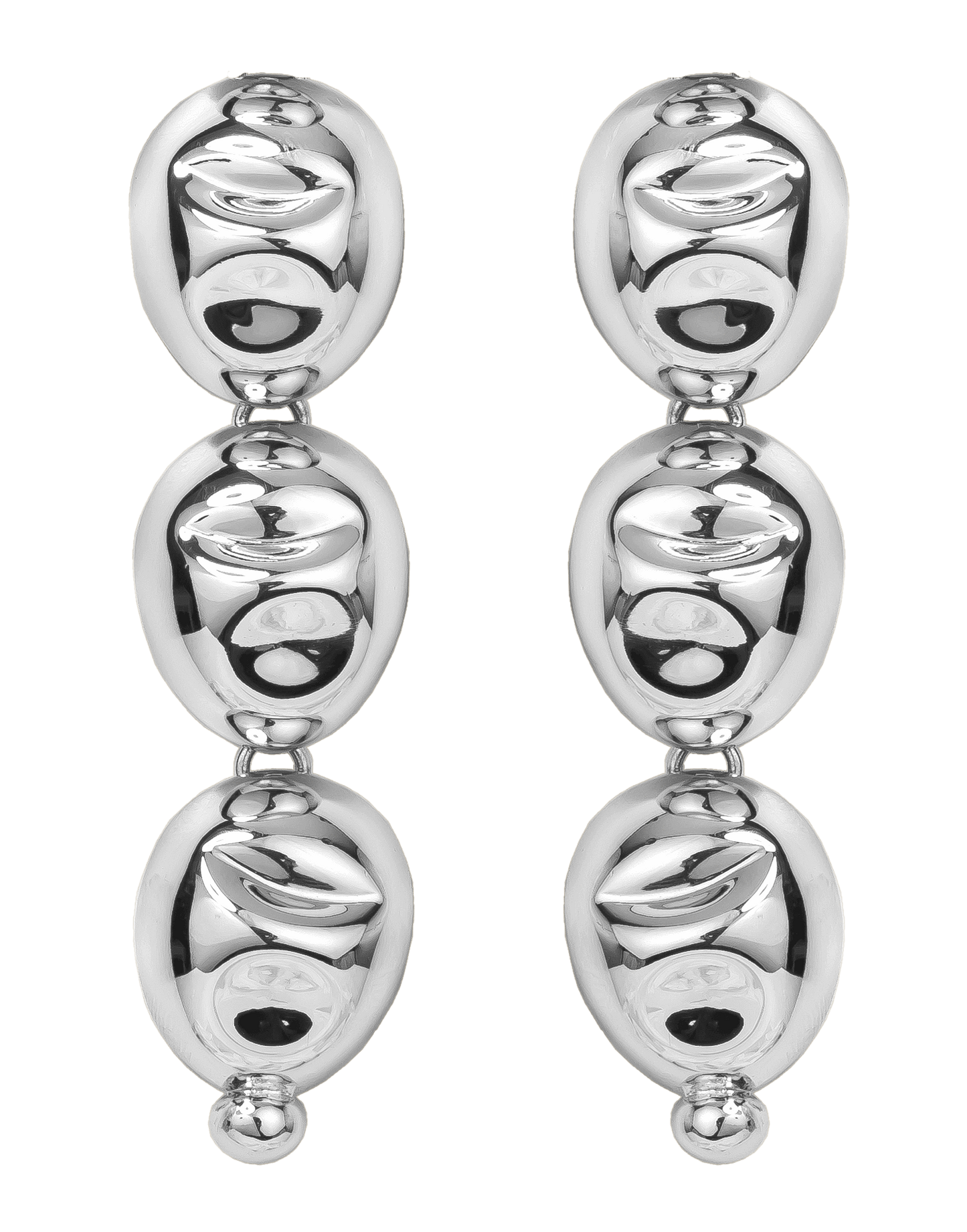 MONICA SORDO-Silver Puerto Three-Drop Earrings-SILVER